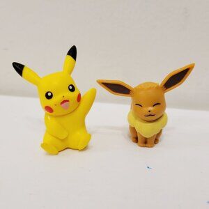 2 Mini Pokemon Figures Pikachu and Eevee Toy Cake Topper
